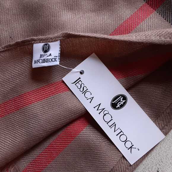 Jessica McClintock Polyester Plaid Scarf NWT - Picture 2 of 6